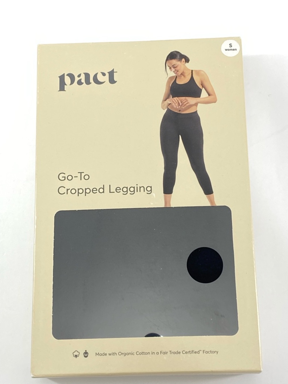 Pact Women’s Black Go-To Cropped Legging Sz:S 92% Organic Cotton/8% Elastane NWT